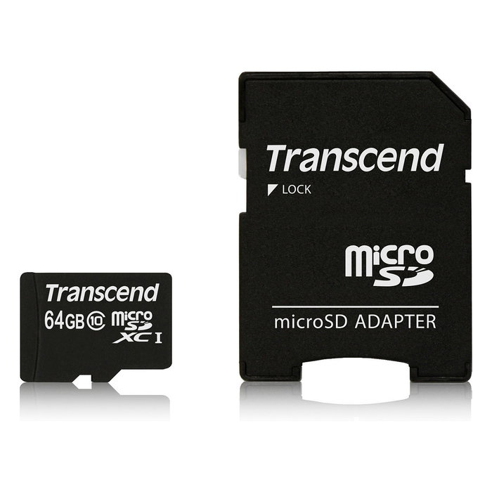 Transcend TS64GUSDXC10 Tarjeta microSDXC 64GB Clase 10 UHS-I con Adaptador SD, Velocidad Lectura 90 MB/s, NAND, Negro Transcend TS64GUSDXC10 Tarjeta microSDXC 64GB Clase 10 UHS-I con Adaptador SD, Velocidad Lectura 90 MB/s, NAND, Negro