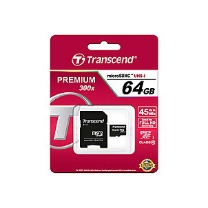 Transcend TS64GUSDXC10 Tarjeta microSDXC 64GB Clase 10 UHS-I con Adaptador SD, Velocidad Lectura 90 MB/s, NAND, Negro Transcend TS64GUSDXC10 Tarjeta microSDXC 64GB Clase 10 UHS-I con Adaptador SD, Velocidad Lectura 90 MB/s, NAND, Negro