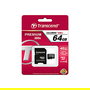 Transcend TS64GUSDXC10 Tarjeta microSDXC 64GB Clase 10 UHS-I con Adaptador SD, Velocidad Lectura 90 MB/s, NAND, Negro