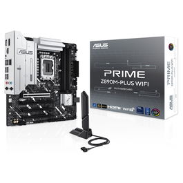 ASUS Z890M-Plus Wifi Placa Base para PC, Intel LGA 1851, DDR5, Wi-Fi 7 (802.11be), Factor de Forma micro ATX