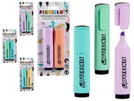 Pincello Set 2 Rotuladores Fluorescentes Surtidos Colores Pastel 8.5x2x19.5 cm (Set de 72)