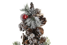 DKD Home Decor Árbol de Navidad Tradicional Rojo Natural Ratan Piñas 19 x 50 x 19 cm