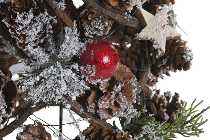 DKD Home Decor Árbol de Navidad Tradicional Rojo Natural Ratan Piñas 19 x 50 x 19 cm