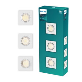 Philips - Aro empotrable cuadrado Peridot basculante, casquillo GU10 para LED, color blanco, caja de 3 unidades