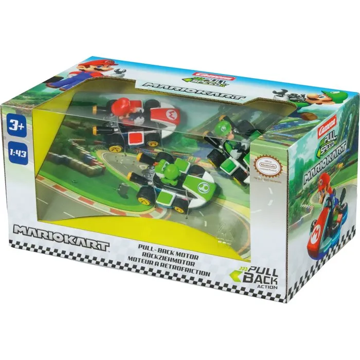 CARRERA Set de 3 coches Pull Speed Mario Kart 8 (Mario, Luigi, Yoshi)