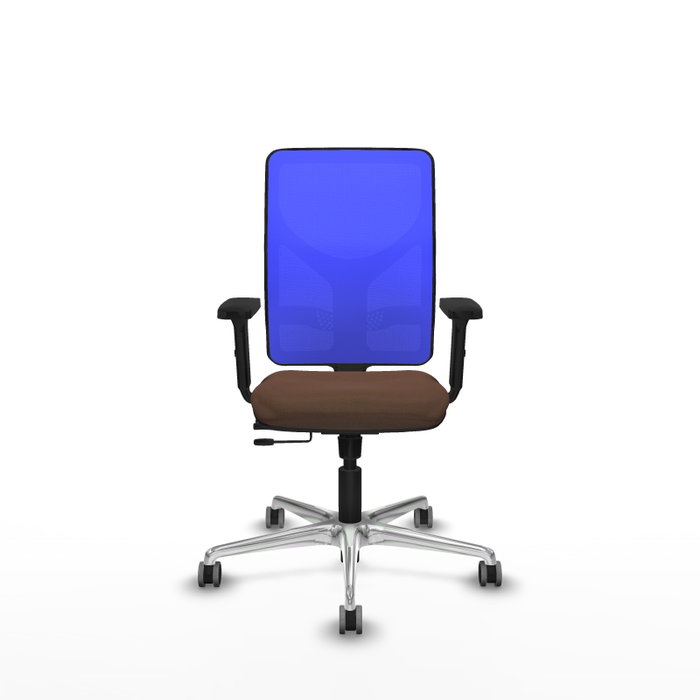 PIQUERAS Y CRESPO Silla de oficina Motilla con mecanismo Sincro/Traslack, Marrón y Azul