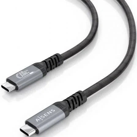 Aisens A107-0990 Cable USB 3.2 Gen 2 Tipo-C a Tipo-C, Macho a Macho, 10Gbps, 100W PD 3.0, 5 Metros, Negro