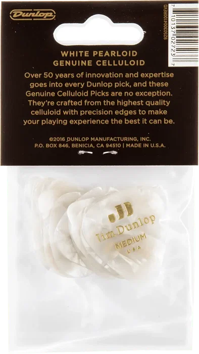 Dunlop Pack 12 Púas Genuine Celluloid Blanco Medium