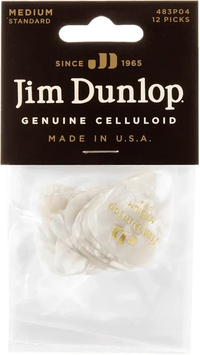 Dunlop Pack 12 Púas Genuine Celluloid Blanco Medium