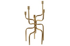 DKD Home Decor Candelabro de Metal Dorado para 5 Velas