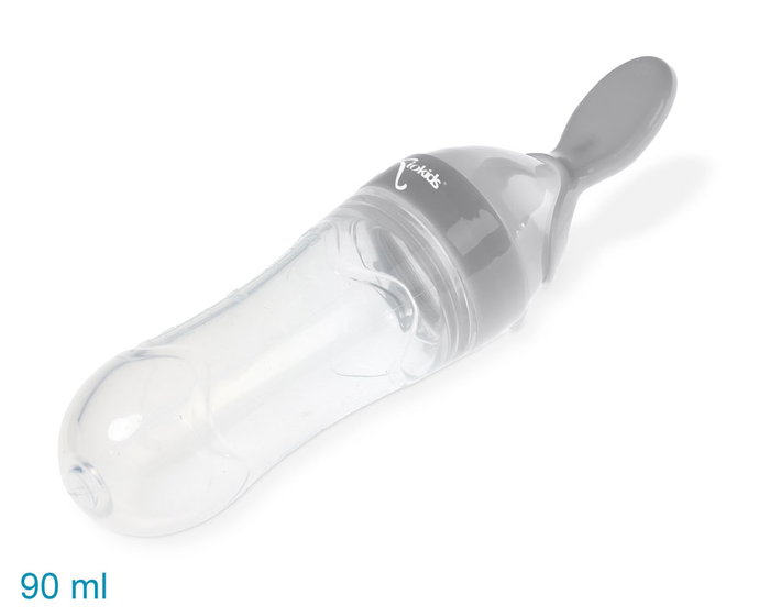 KioKids Cuchara Dispensadora De Papilla Alimentadora Para Bebé De Silicona Gris +4 Meses