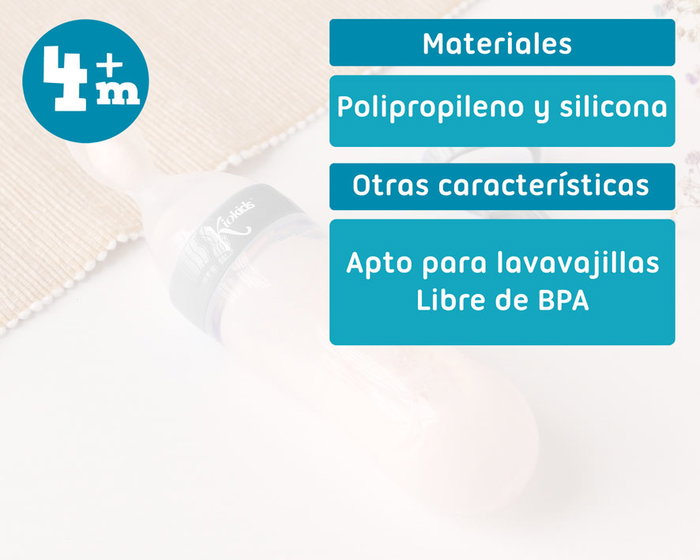 KioKids Cuchara Dispensadora De Papilla Alimentadora Para Bebé De Silicona Gris +4 Meses
