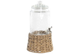 DKD Home Decor Dispensador de Bebidas de Cristal y Mimbre 6L