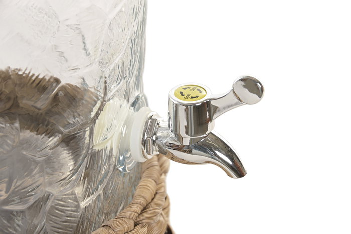 DKD Home Decor Dispensador de Bebidas de Cristal y Mimbre 6L