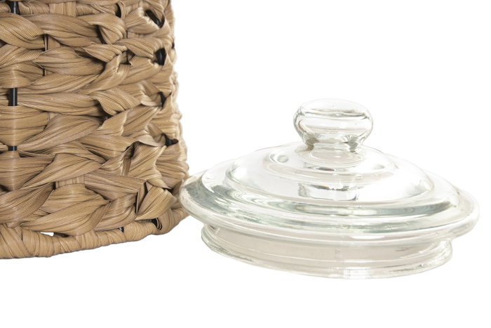 DKD Home Decor Dispensador de Bebidas de Cristal y Mimbre 6L