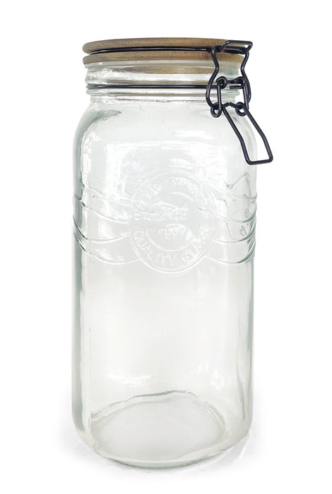 La Mediterranea Tarro Vidrio Tapa Acacia 2000 ml - 11.5 x 11.7 x 25.4 cm (12 Unidades)