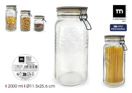La Mediterranea Tarro Vidrio Tapa Acacia 2000 ml - 11.5 x 11.7 x 25.4 cm (12 Unidades)