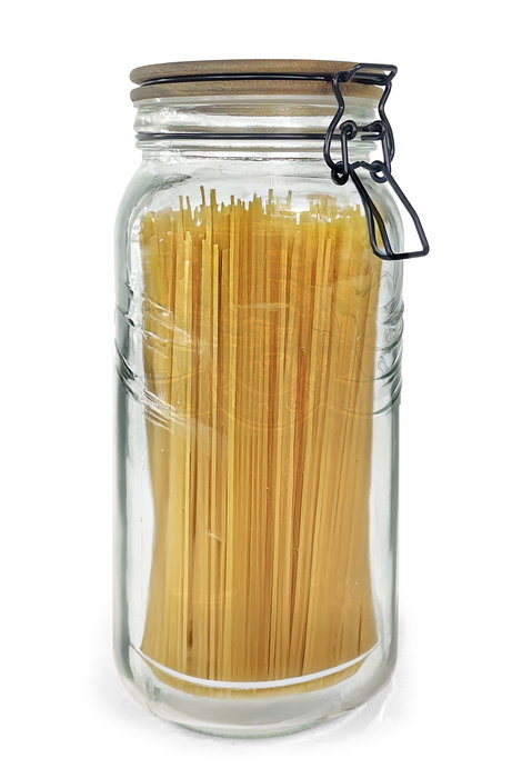 La Mediterranea Tarro Vidrio Tapa Acacia 2000 ml - 11.5 x 11.7 x 25.4 cm (12 Unidades)