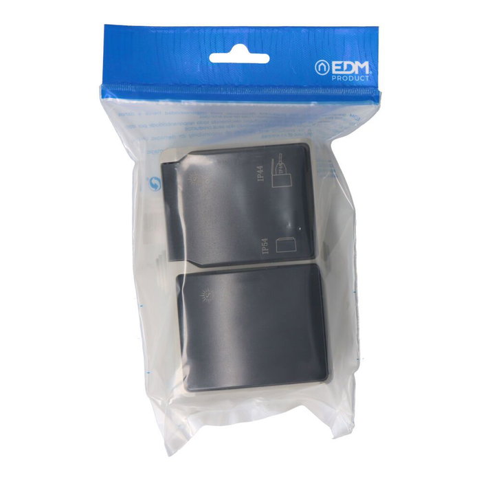 Solera Conmutador + Base Estanca IP44, Superficie, 16A 250V, T/TL, Color Gris/Negro