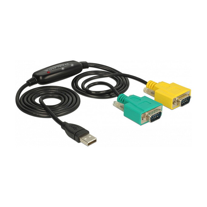 DeLOCK Adaptador USB 2.0 Tipo A a 2 x Serial DB9 RS-232 63466