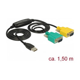 DeLOCK Adaptador USB 2.0 Tipo A a 2 x Serial DB9 RS-232 63466