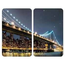 Wenko 2521320100 Placas cobertoras de vidrio Brooklyn Bridge 30 x 52 cm, 2 uds, Vidrio Templado 4mm, Universal