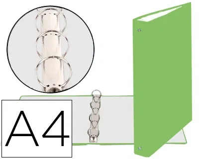 Exacompta Carpeta de 4 Anillas 30mm DIN A4 Cartón Forrado Verde Anís