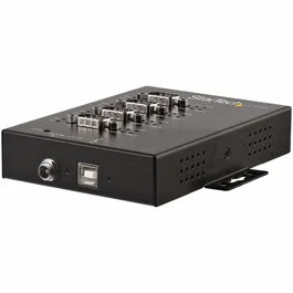 StarTech Adaptador USB a 4 Puertos Serie Industrial RS232/RS422/RS485 con Protección ESD 15kV, Montaje en Carril DIN, Convertidor USB 2.0 a DB9, Negro