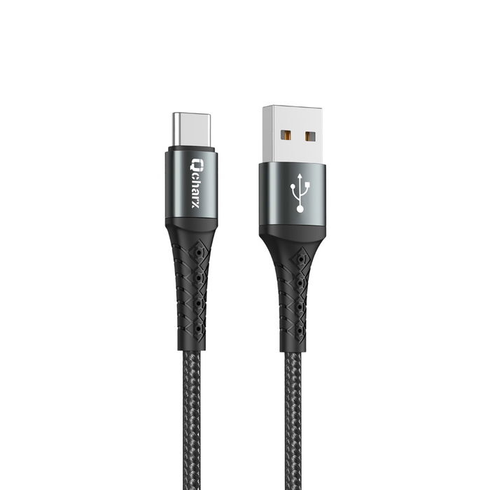 Qcharx Cable Lyon USB A a Tipo C, Cable de Carga y Datos 3A, 1 Metro, Conector Reforzado Aluminio, Negro Qcharx Cable Lyon USB A a Tipo C, Cable de Carga y Datos 3A, 1 Metro, Conector Reforzado Aluminio, Negro