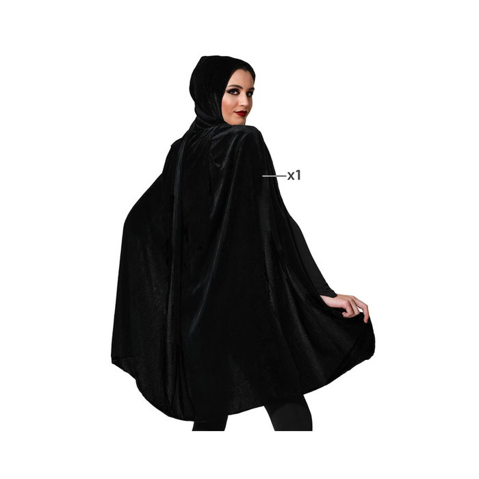 Atosa Capa de Terciopelo Negro con Capucha para Adulto - 100 cm Atosa Capa de Terciopelo Negro con Capucha para Adulto - 100 cm