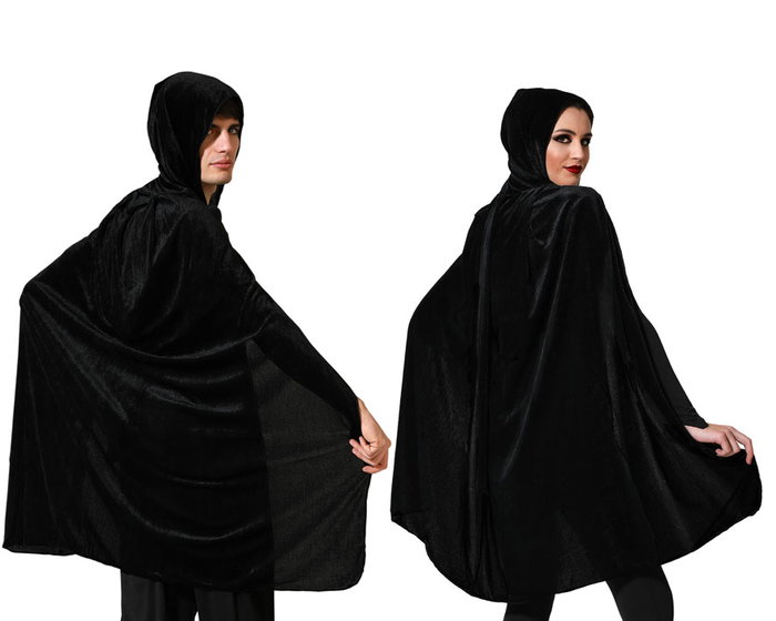 Atosa Capa de Terciopelo Negro con Capucha para Adulto - 100 cm Atosa Capa de Terciopelo Negro con Capucha para Adulto - 100 cm