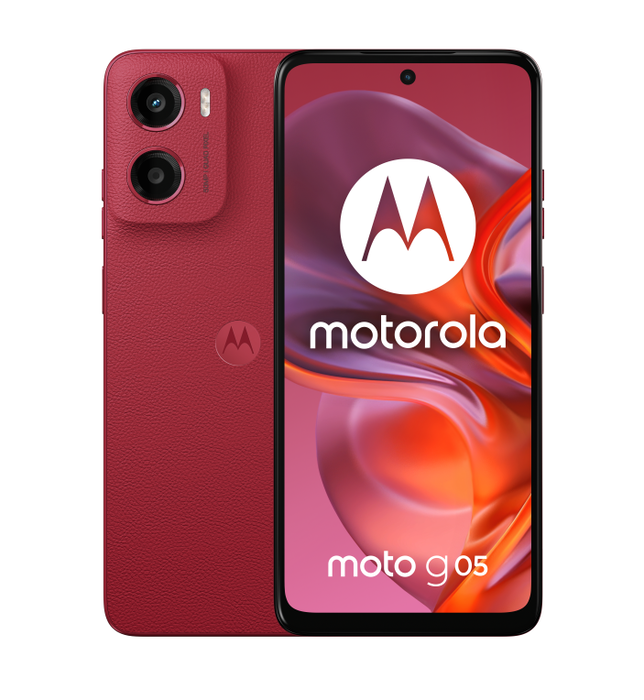 Motorola moto g05 Smartphone 6.67" Pantalla 90 Hz Android 15, 4G Dual SIM, 4 GB RAM + 128 GB, Cámara 50 MP, Batería 5200 mAh TurboPower, IP54, Color Rojo