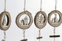 DKD Home Decor Decoración Colgante Navidad Alpina Natural Blanco 4x42x8 cm MDF Piña Metal (12 Unidades)