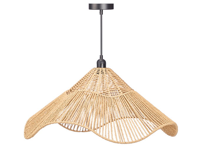 Giftdecor Lámpara de Techo 60 cm, Diseño Vuelo de Cuerda en Negro y Natural, Material Metal y Papel, Casquillo E27 (Set de 4)