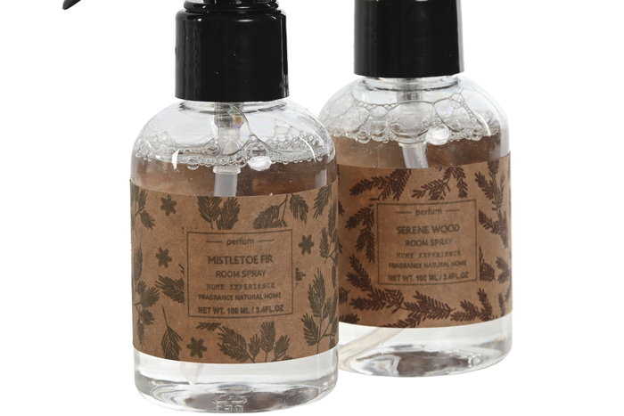 DKD Home Decor Ambientador Navidad Alpina Blanco y Natural Madera y Cristal Set de 3 Piezas 18 x 18 x 3 cm