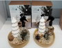 DKD Home Decor Ambientador Navidad Alpina Blanco y Natural Madera y Cristal Set de 3 Piezas 18 x 18 x 3 cm