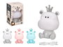 Giftdecor Lámpara Infantil Quitamiedos Hipopótamo con Luz LED USB 3 Intensidades, Surtido Colores Azul/Rosa/Blanco, Dimensiones 14.5x24x13 cm (Set de 8)