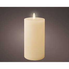Lumineo Vela de cera LED beige con acabado rústico