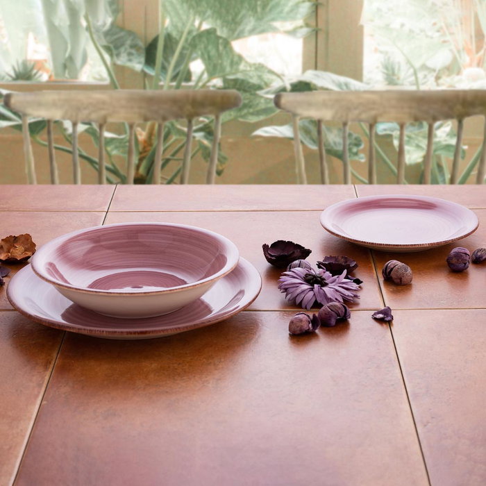 Quid Plato Llano Cerámico Vita Peoni Rosa 27 cm (12 Unidades)淘