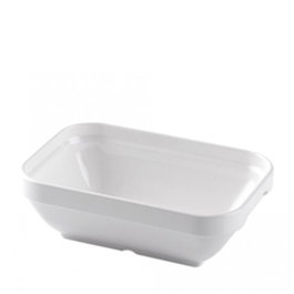 AMC Politray Fuente Rectangular de Policarbonato - 14x10 cm (Capacidad 25 cl), Color Blanco (Set de 18)
