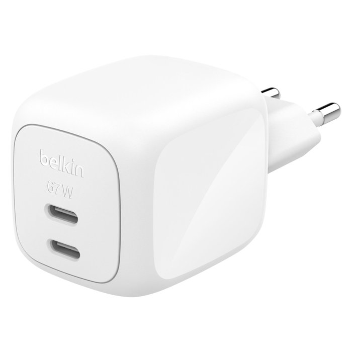 Belkin BoostCharge Pro Cargador Dual USB-C 67 W con Cable de 2 m Blanco