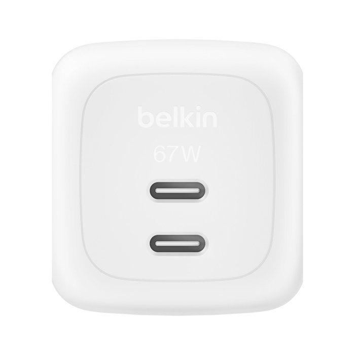 Belkin BoostCharge Pro Cargador Dual USB-C 67 W con Cable de 2 m Blanco