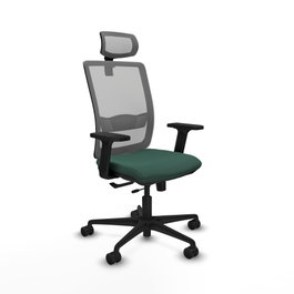 PIQUERAS Y CRESPO Silla de oficina Haches con mecanismo Sincro/Traslack, Verde botella y Gris