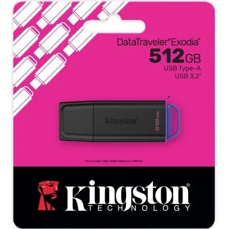 Kingston DataTraveler Exodia DTXG2/512GB 512GB USB 3.2 Gen 1 Flash Drive con Tapa y Llavero - Negro y Violeta