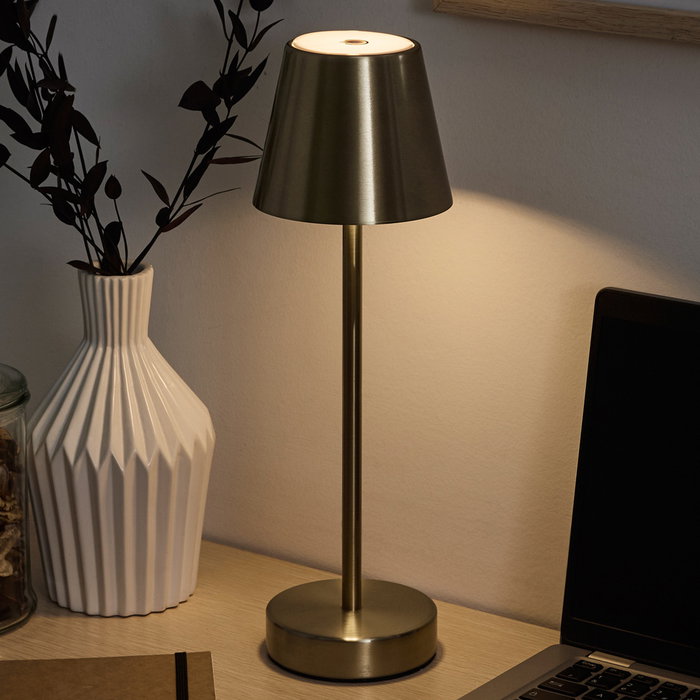 Home Deco Factory Lámpara Táctil USB Dorada, Metal, Iluminación Decorativa