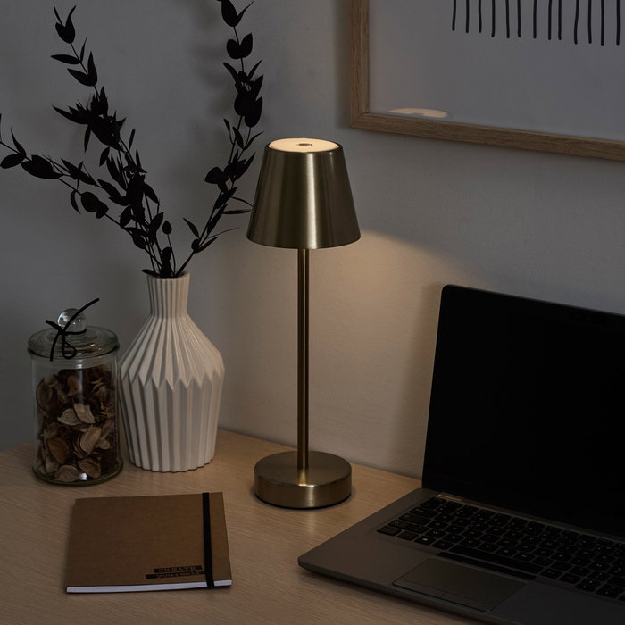 Home Deco Factory Lámpara Táctil USB Dorada, Metal, Iluminación Decorativa