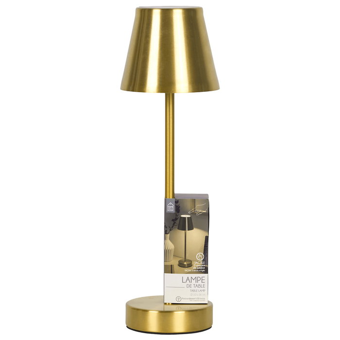 Home Deco Factory Lámpara Táctil USB Dorada, Metal, Iluminación Decorativa