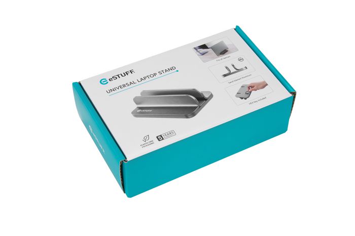 eSTUFF Soporte Universal para Laptop Gris Oscuro de Aluminio Ajustable 11-45mm