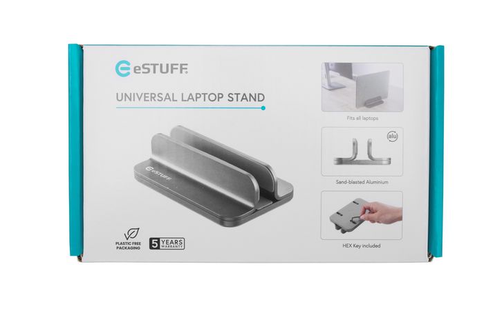 eSTUFF Soporte Universal para Laptop Gris Oscuro de Aluminio Ajustable 11-45mm