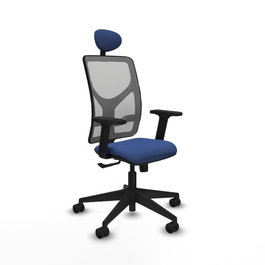 PIQUERAS Y CRESPO Silla de oficina Motilla con mecanismo Sincro, Azul marino y Gris
